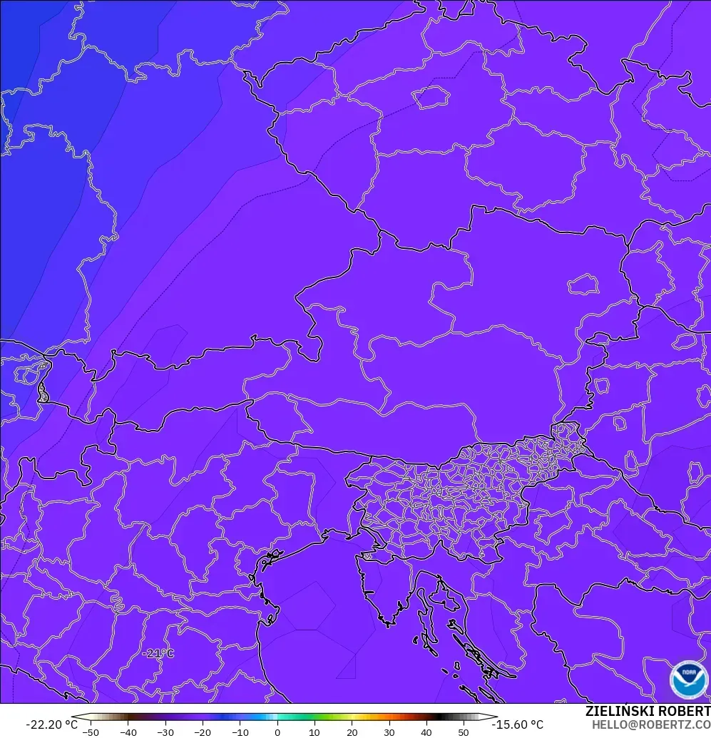 GFS model - Avusturya, 500 hPa Sıcaklık