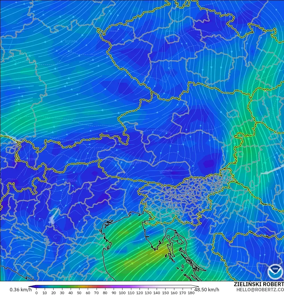 GFS model - Avusturya, 10 m Rüzgâr