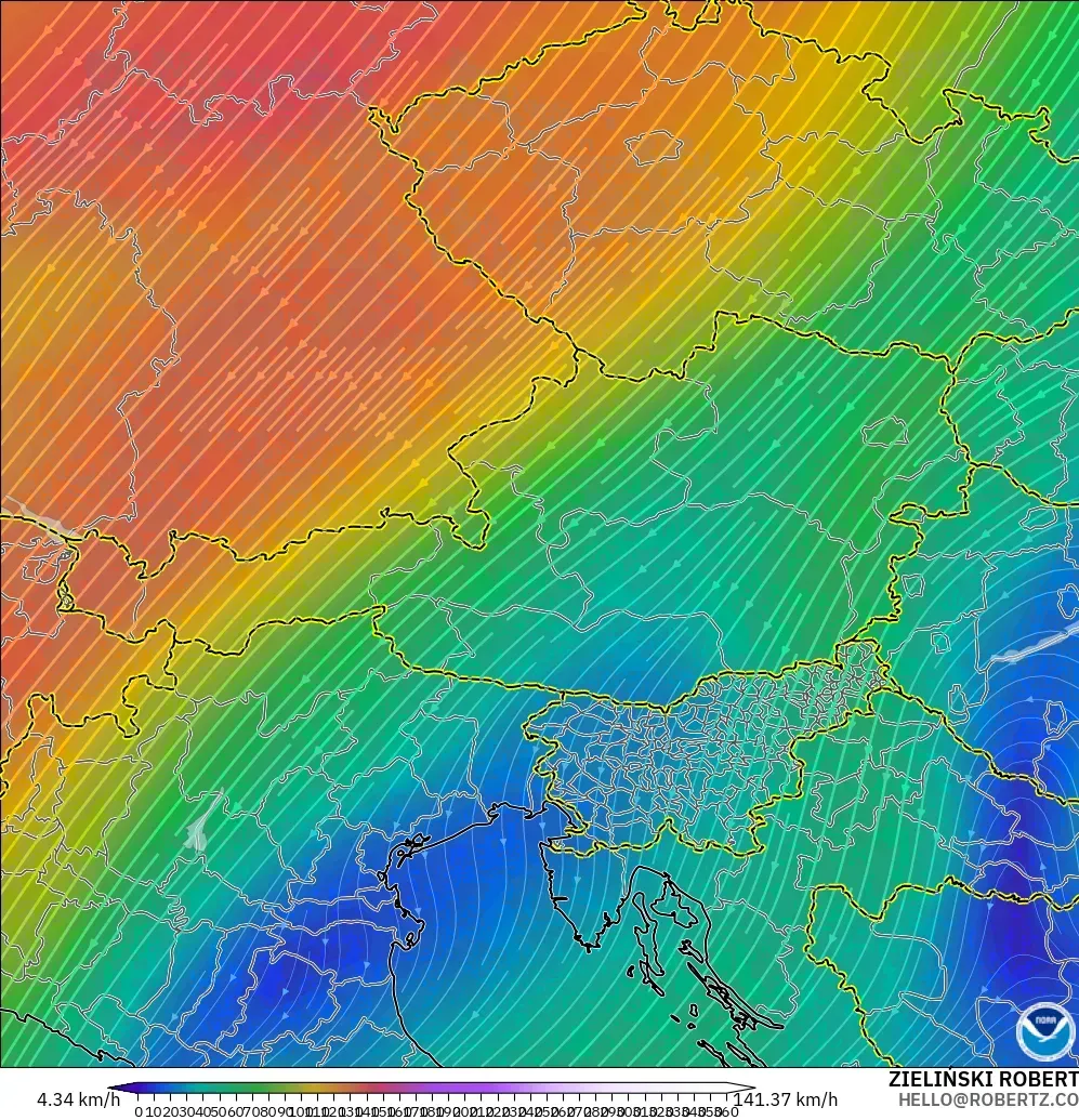 GFS model - Avusturya, 300 hPa Rüzgârı (jet)