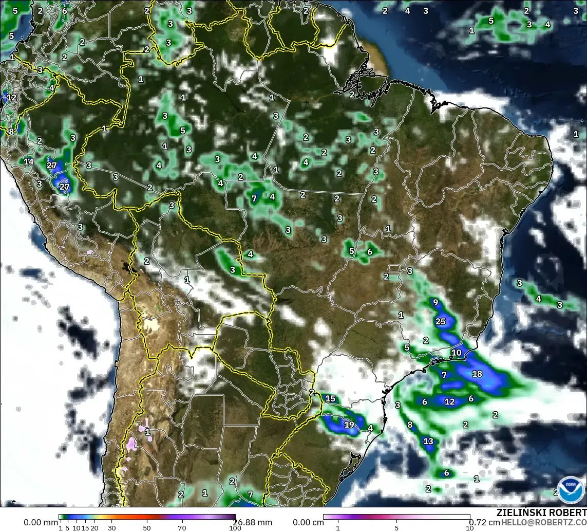 GFS model - Brezilya, Yağış, Bulut ve Basınç
