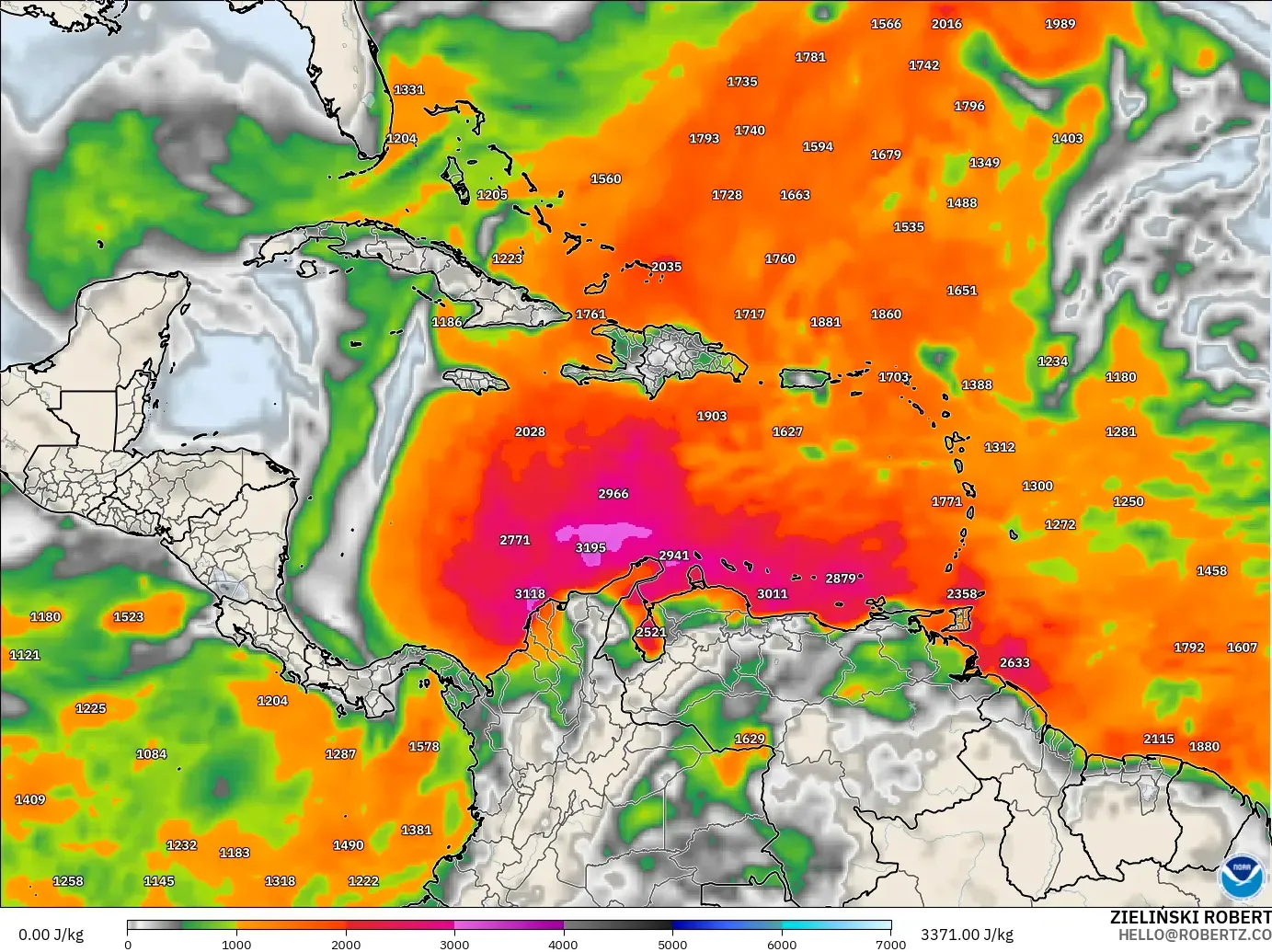 GFS model - Karayipler, CAPE