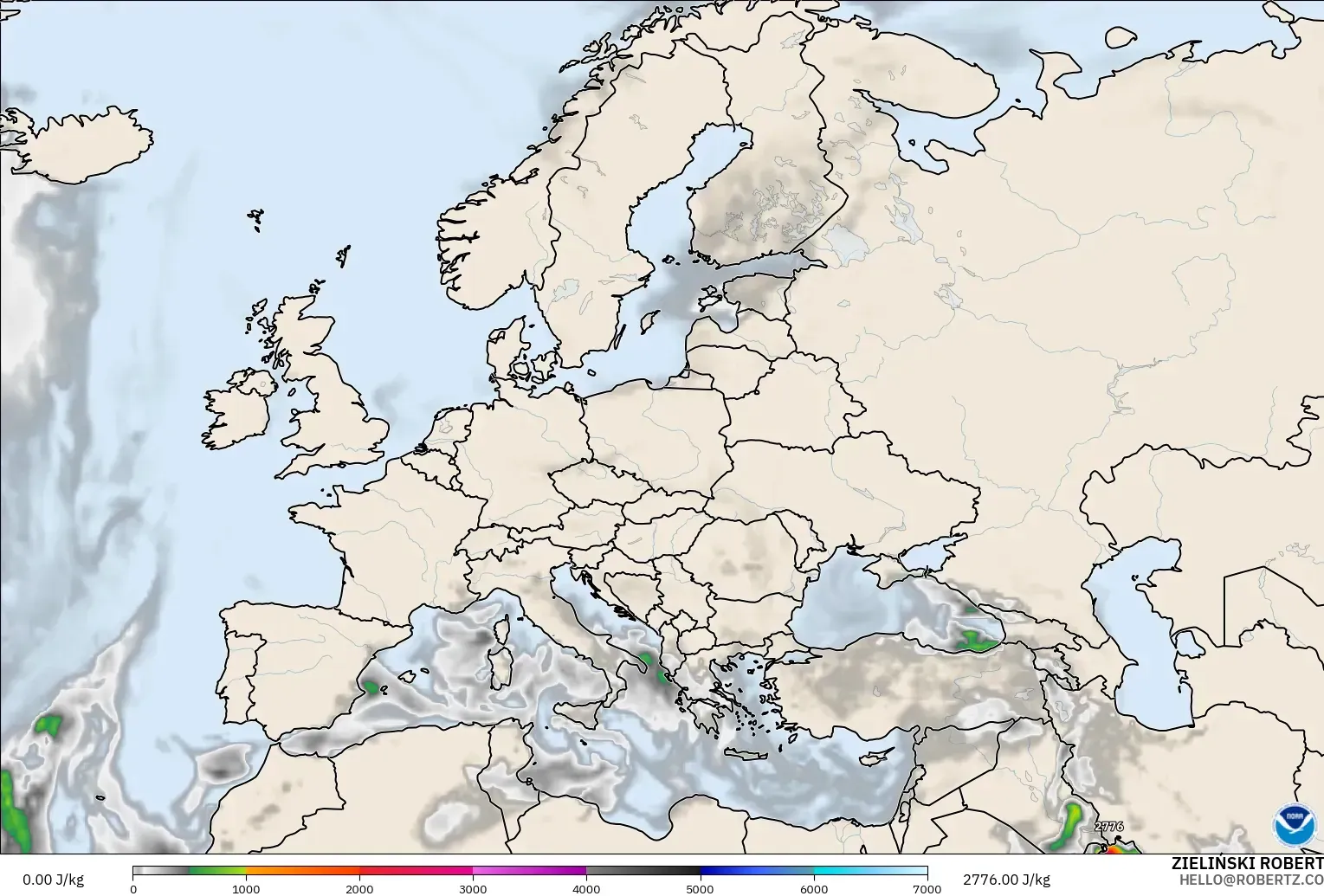 GFS model - Avrupa, CAPE