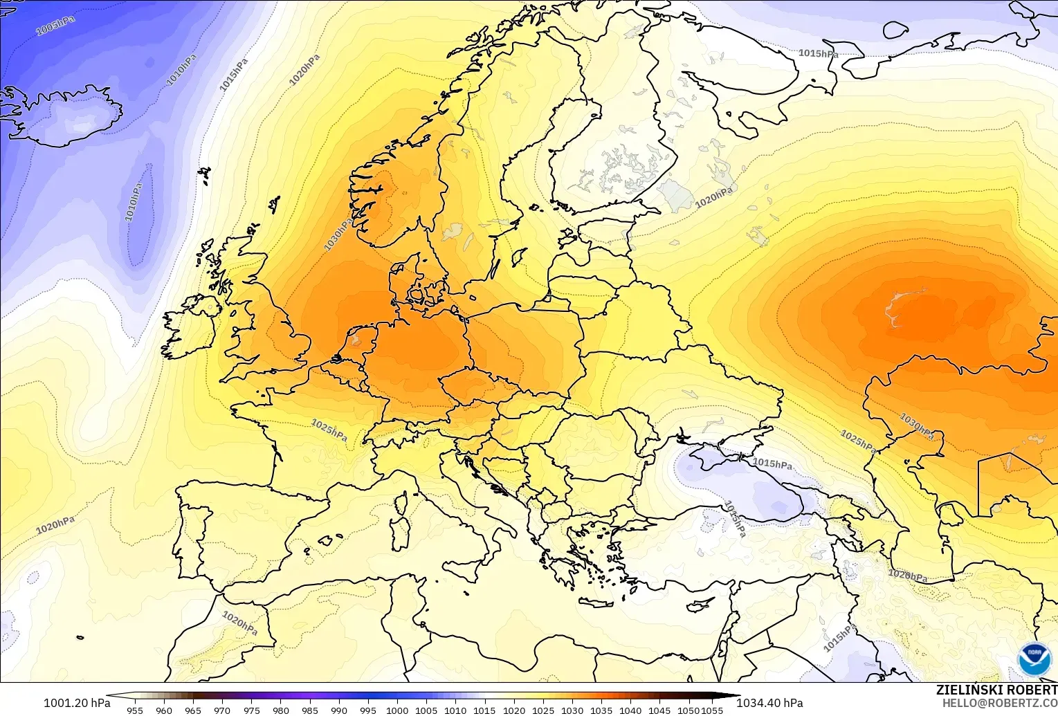 GFS model - Avrupa, Basınç
