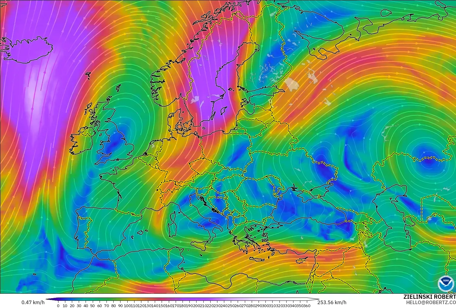 GFS model - Avrupa, 300 hPa Rüzgârı (jet)