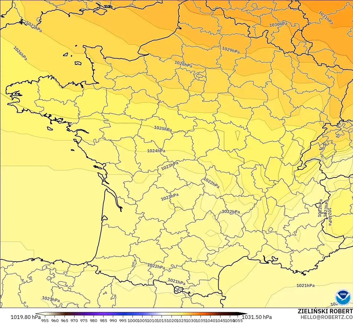 GFS model - Fransa, Basınç