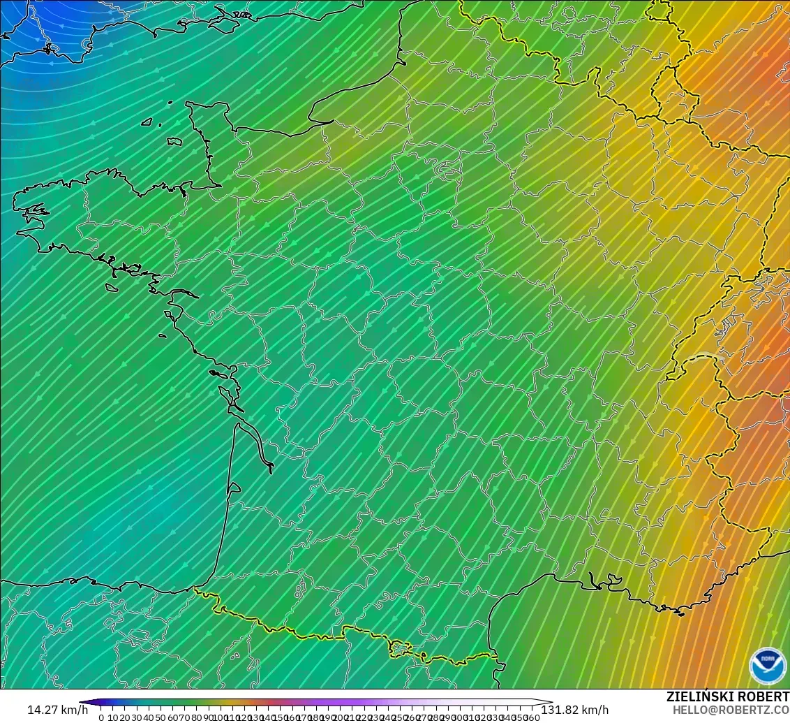 GFS model - Fransa, 300 hPa Rüzgârı (jet)