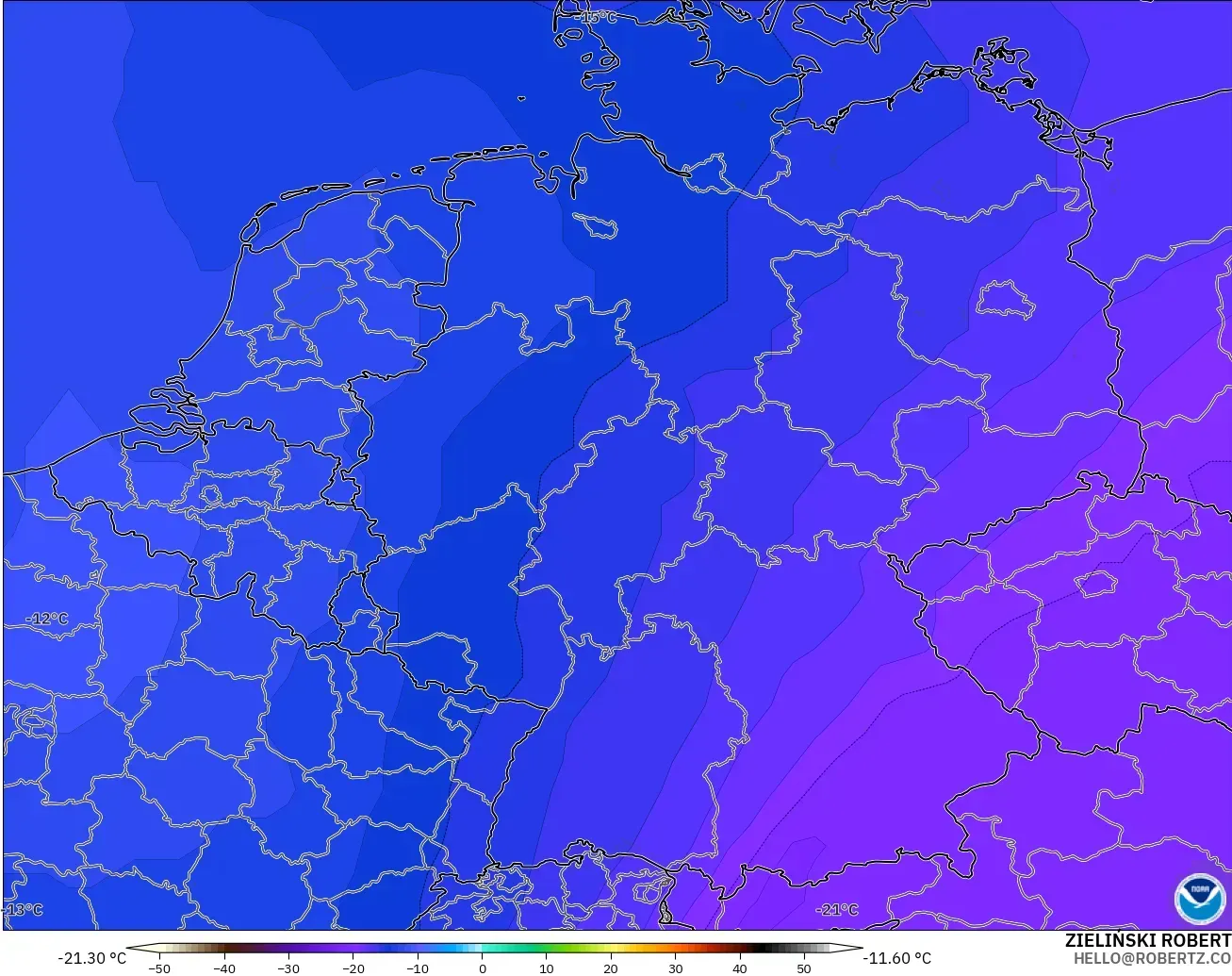 GFS model - Almanya, 500 hPa Sıcaklık