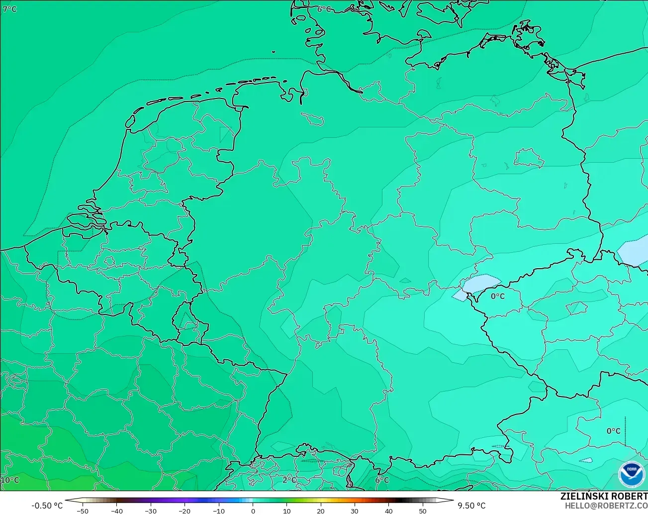 GFS model - Almanya, 850 hPa Sıcaklık