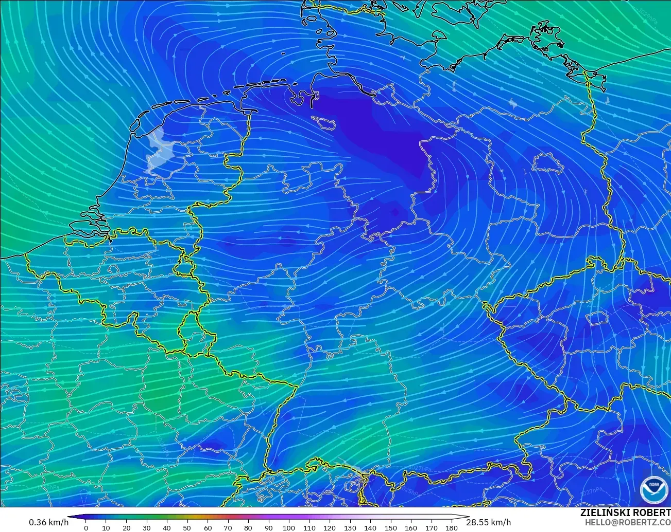 GFS model - Almanya, 10 m Rüzgâr