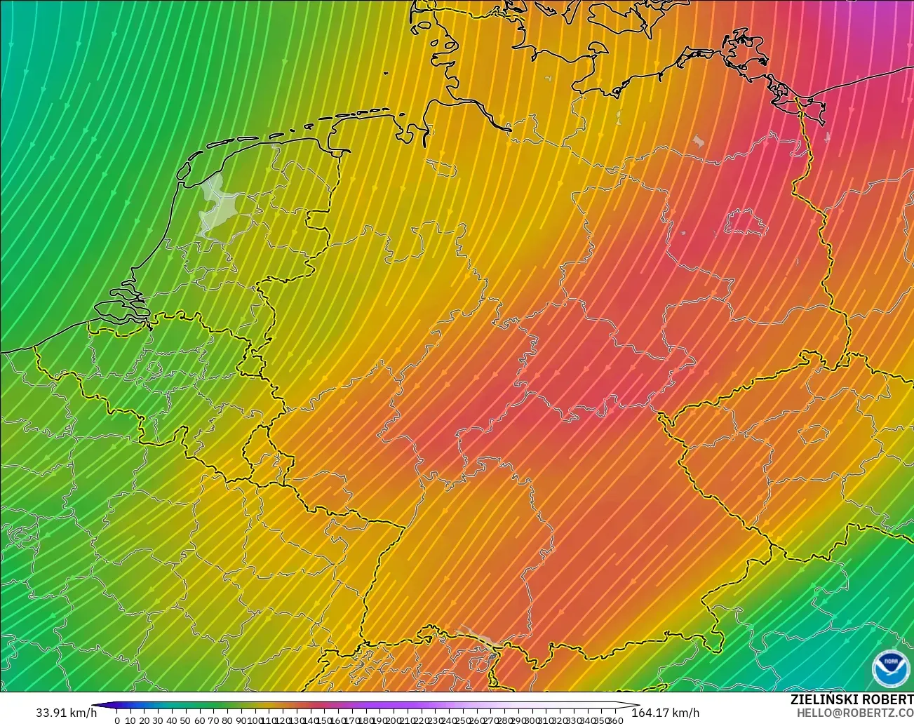 GFS model - Almanya, 300 hPa Rüzgârı (jet)