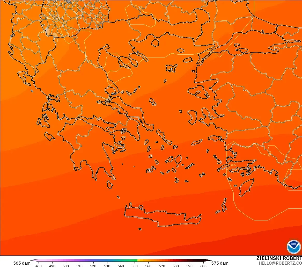 GFS model - Yunanistan, 500 hPa’da jeopotansiyel yükseklik
