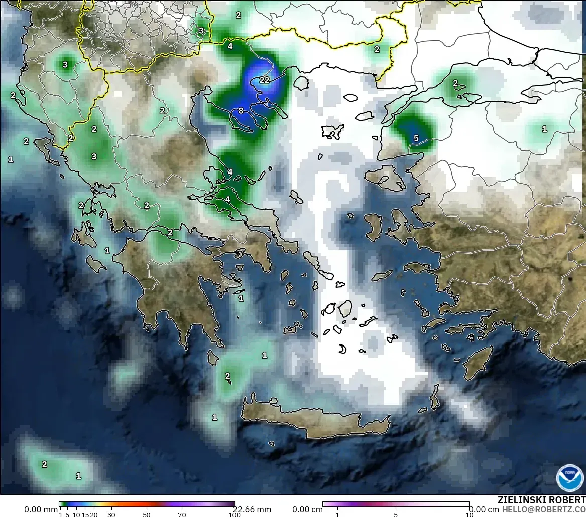 GFS model - Yunanistan, Yağış, Bulut ve Basınç
