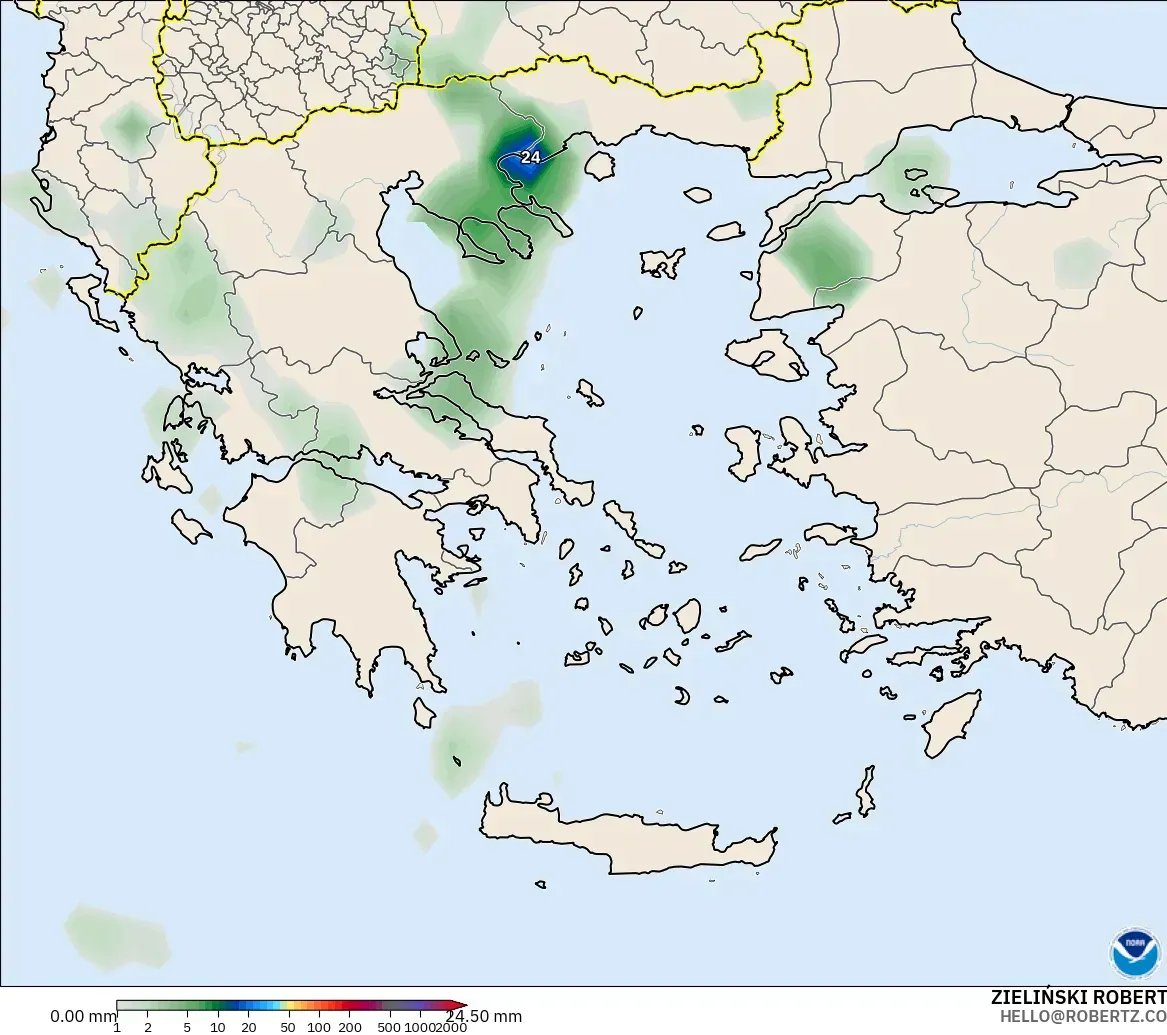 GFS model - Yunanistan, Yağış Birikimi