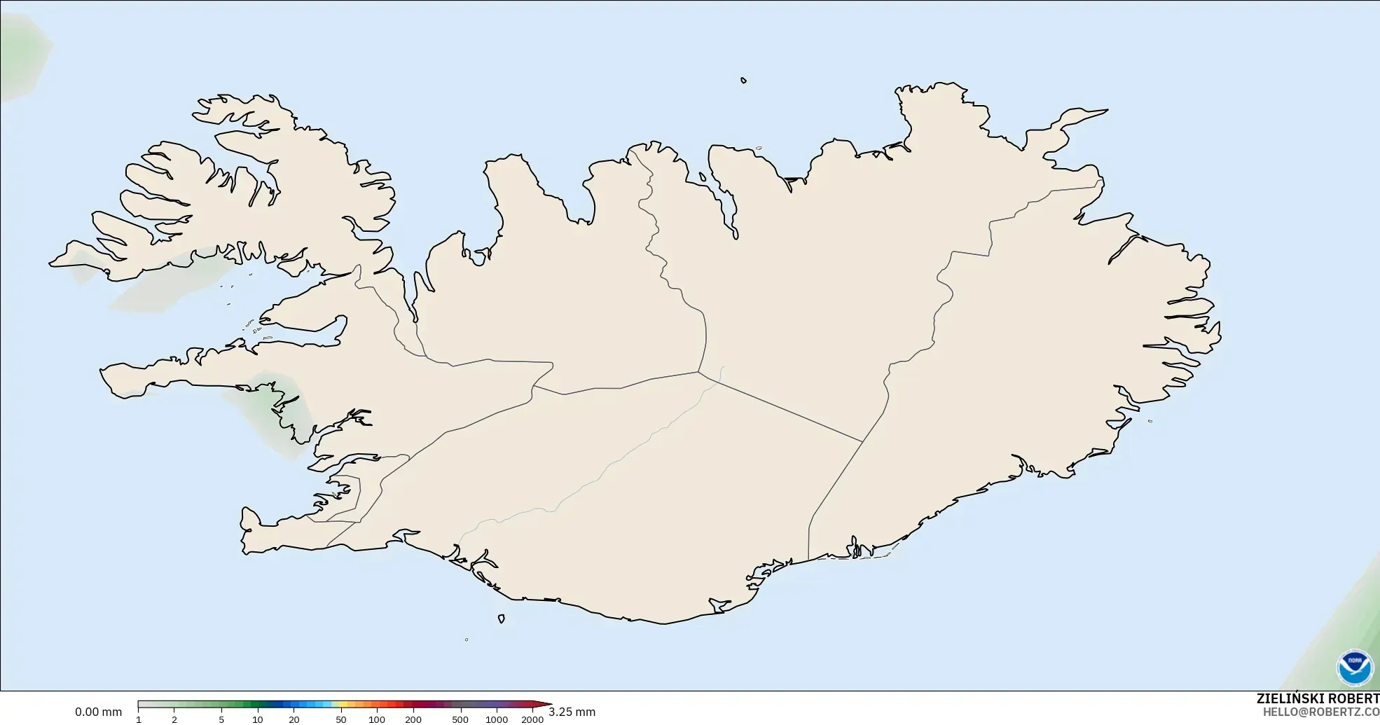 GFS model - İzlanda, Yağış Birikimi