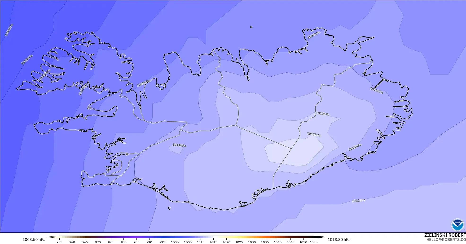 GFS model - İzlanda, Basınç