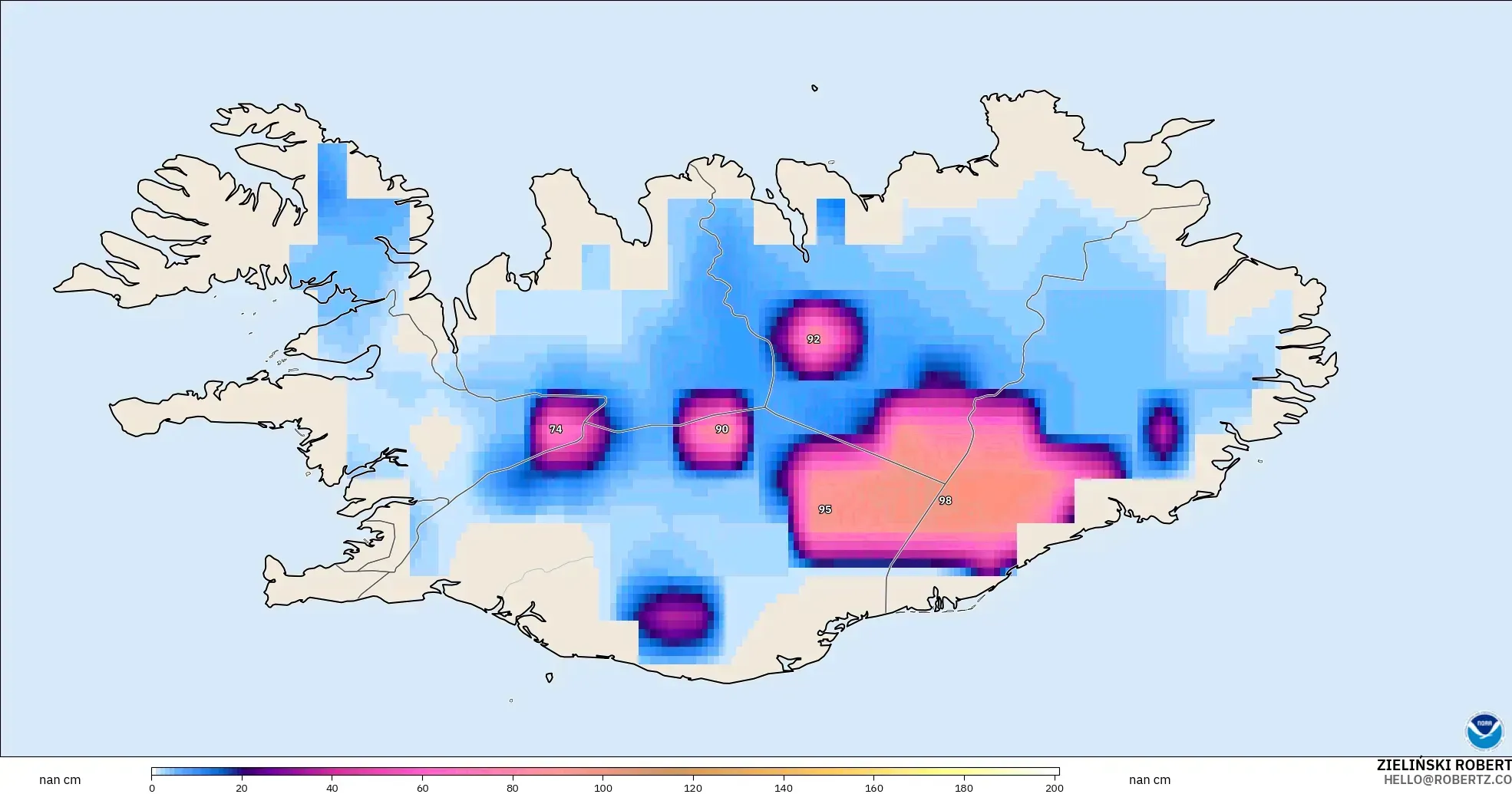 GFS model - İzlanda, Kar Kalınlığı