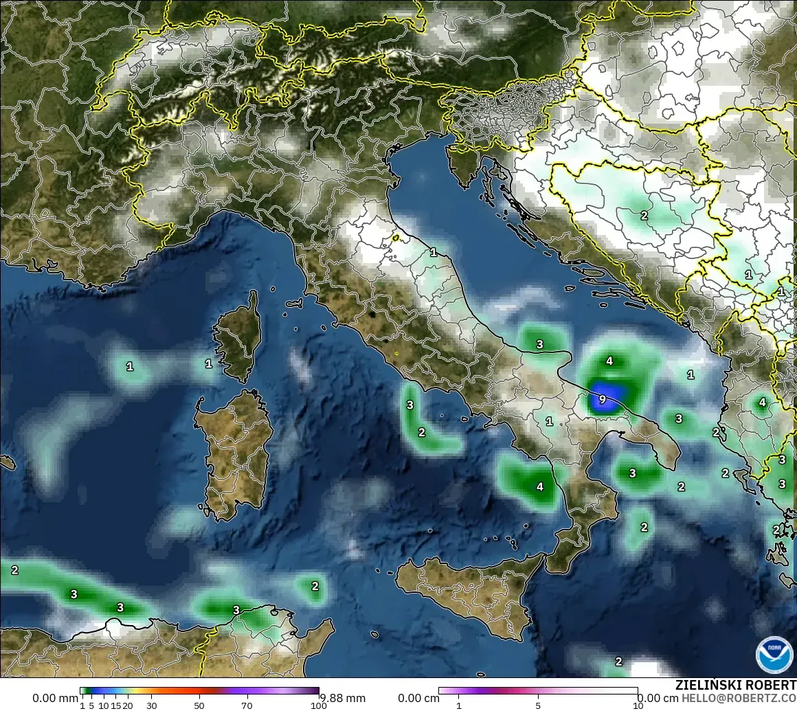 GFS model - İtalya, Yağış, Bulut ve Basınç