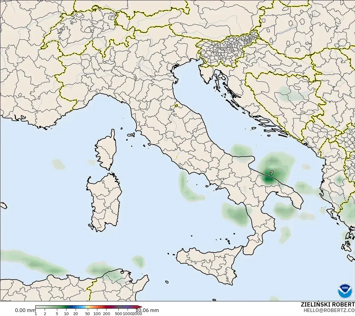 GFS model - İtalya, Yağış Birikimi