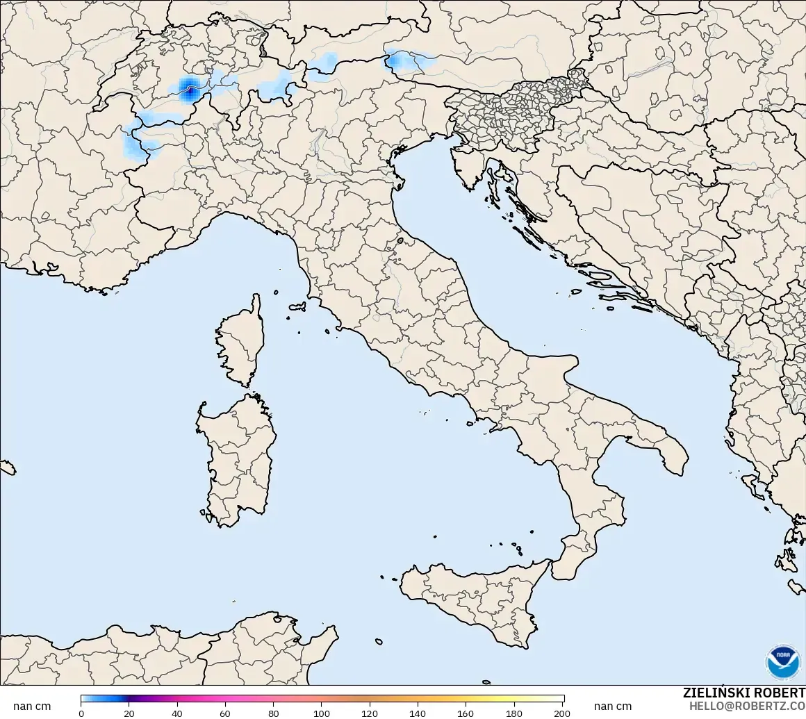GFS model - İtalya, Kar Kalınlığı