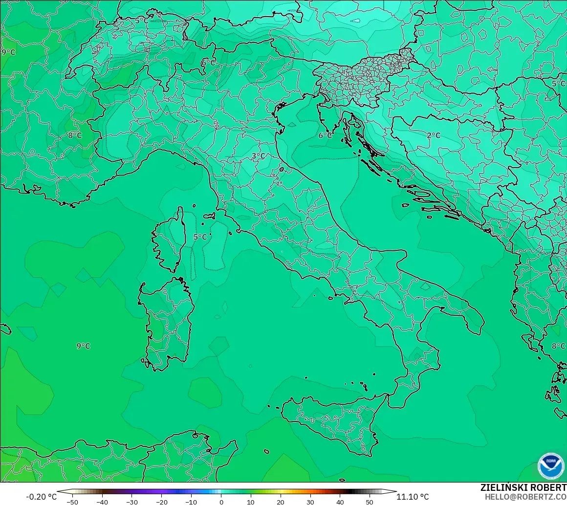 GFS model - İtalya, 850 hPa Sıcaklık