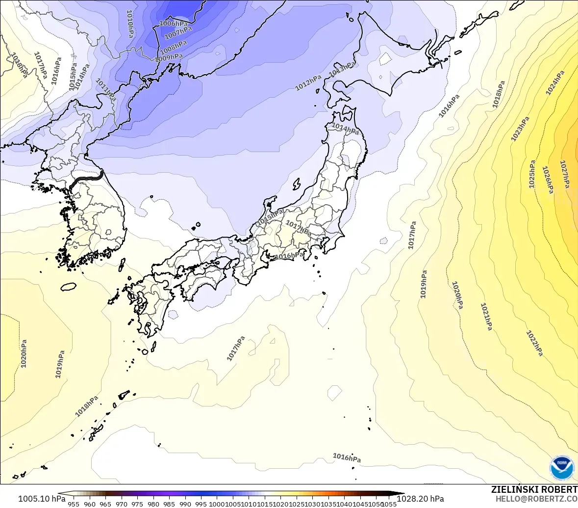 GFS model - Japonya, Basınç