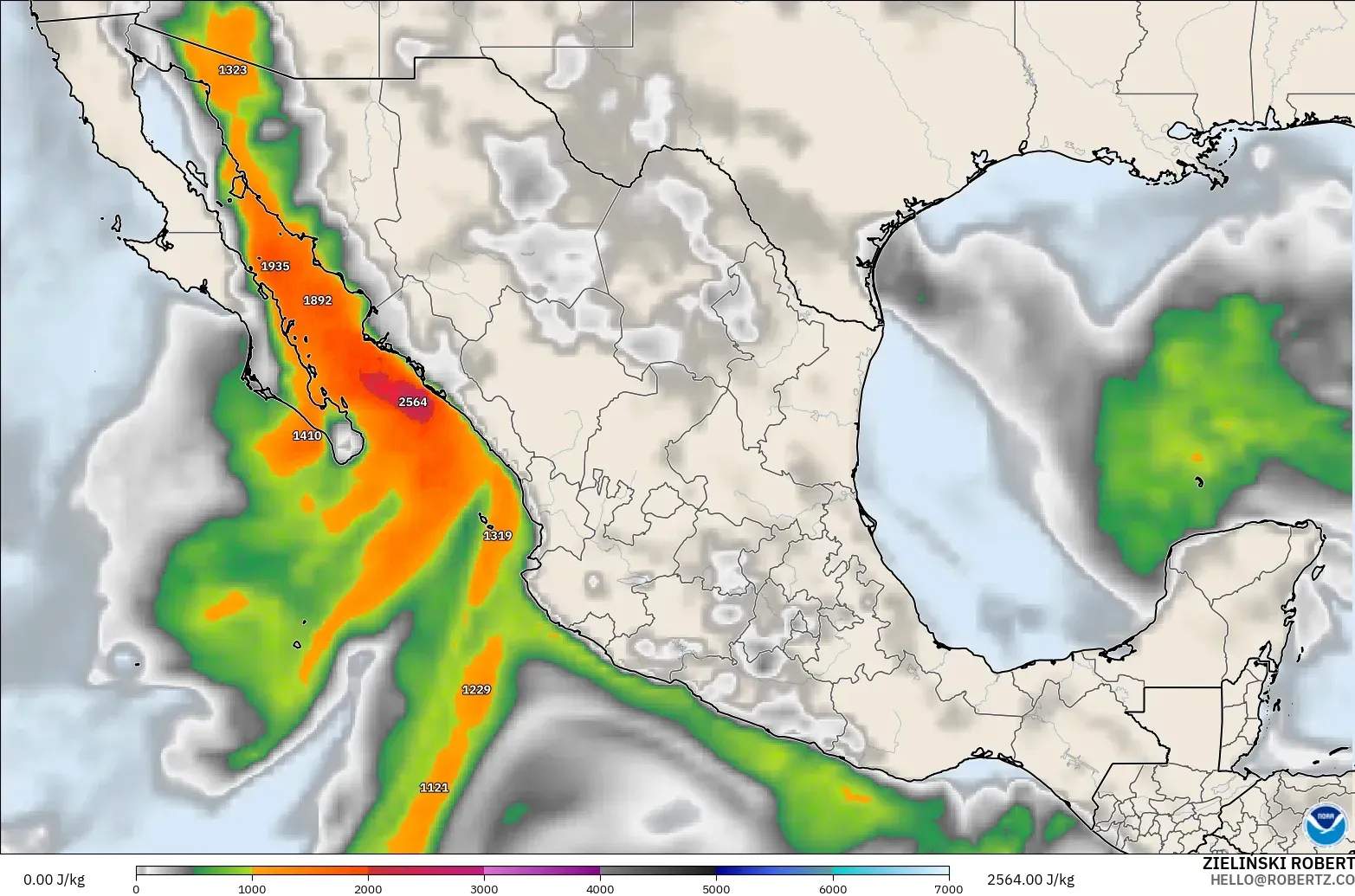 GFS model - Meksika, CAPE