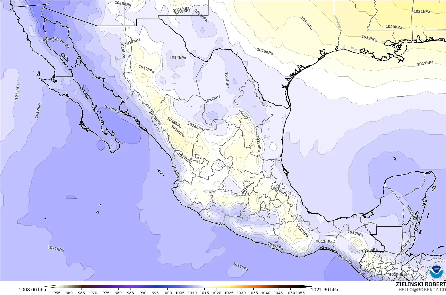 GFS model - Meksika, Basınç