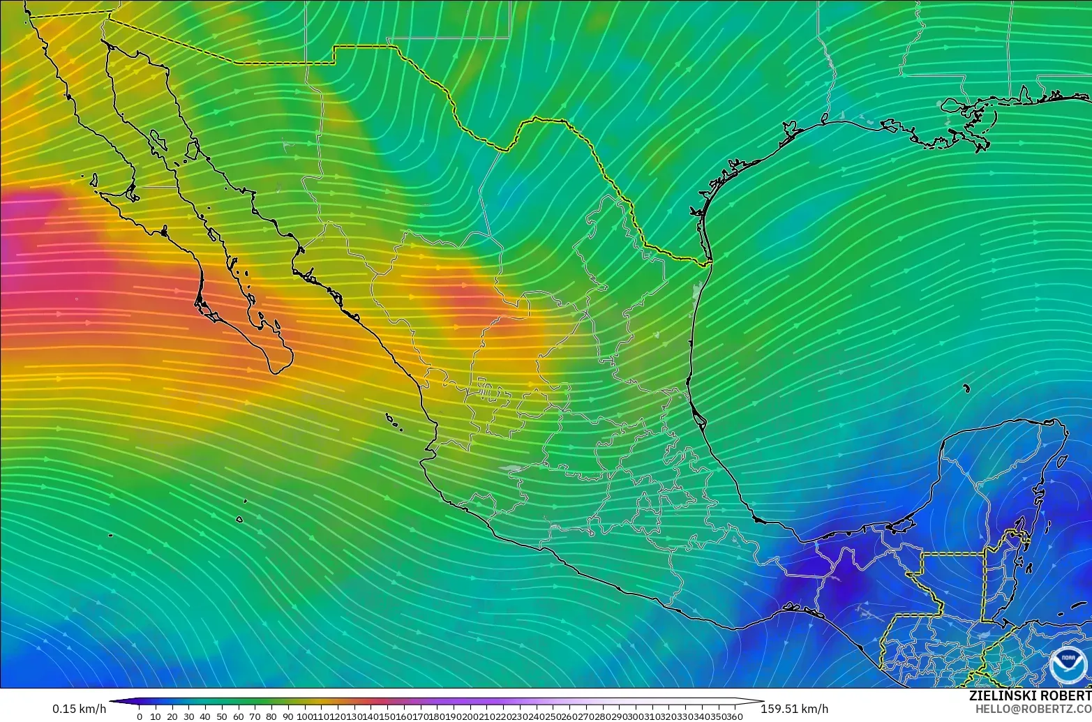 GFS model - Meksika, 300 hPa Rüzgârı (jet)