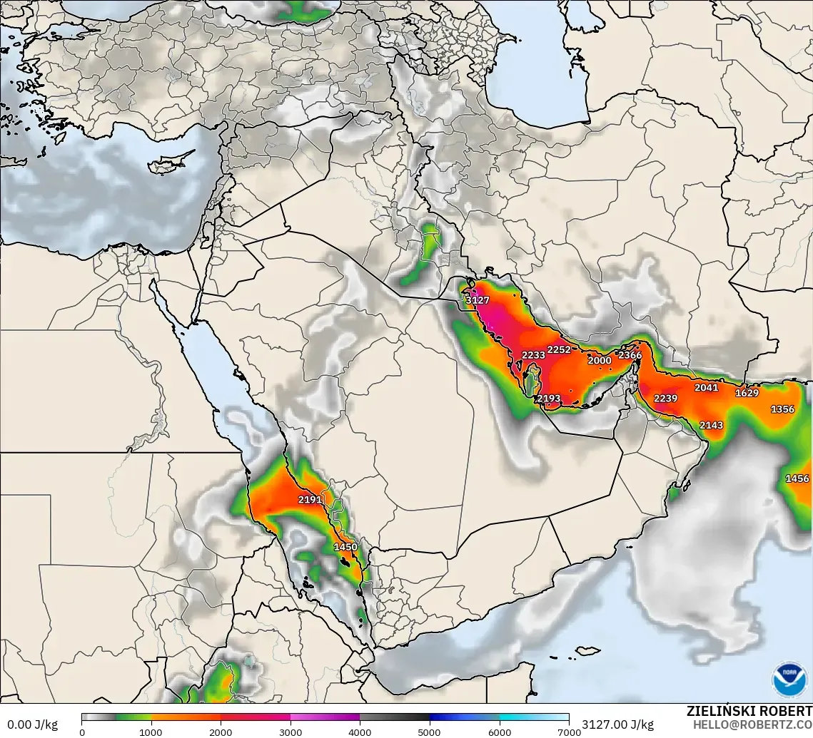 GFS model - Orta Doğu, CAPE