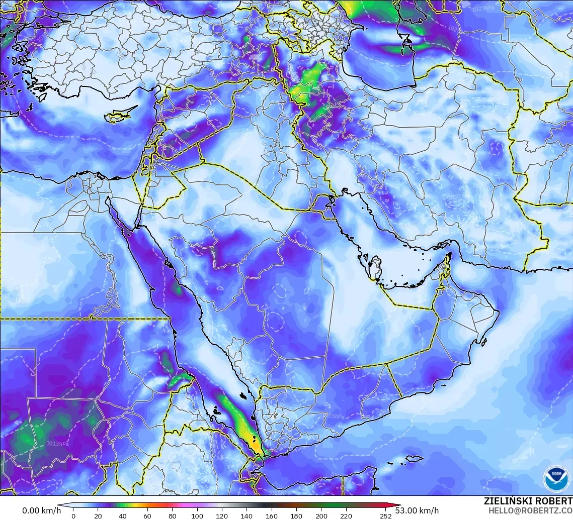 GFS model - Orta Doğu, Rüzgâr Esintileri