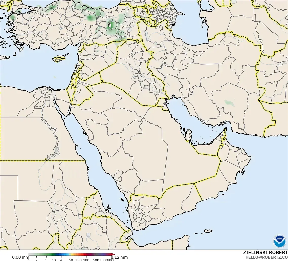 GFS model - Orta Doğu, Yağış Birikimi