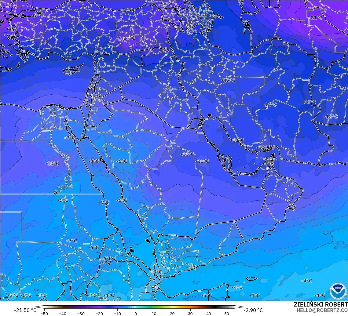 GFS model - Orta Doğu, 500 hPa Sıcaklık