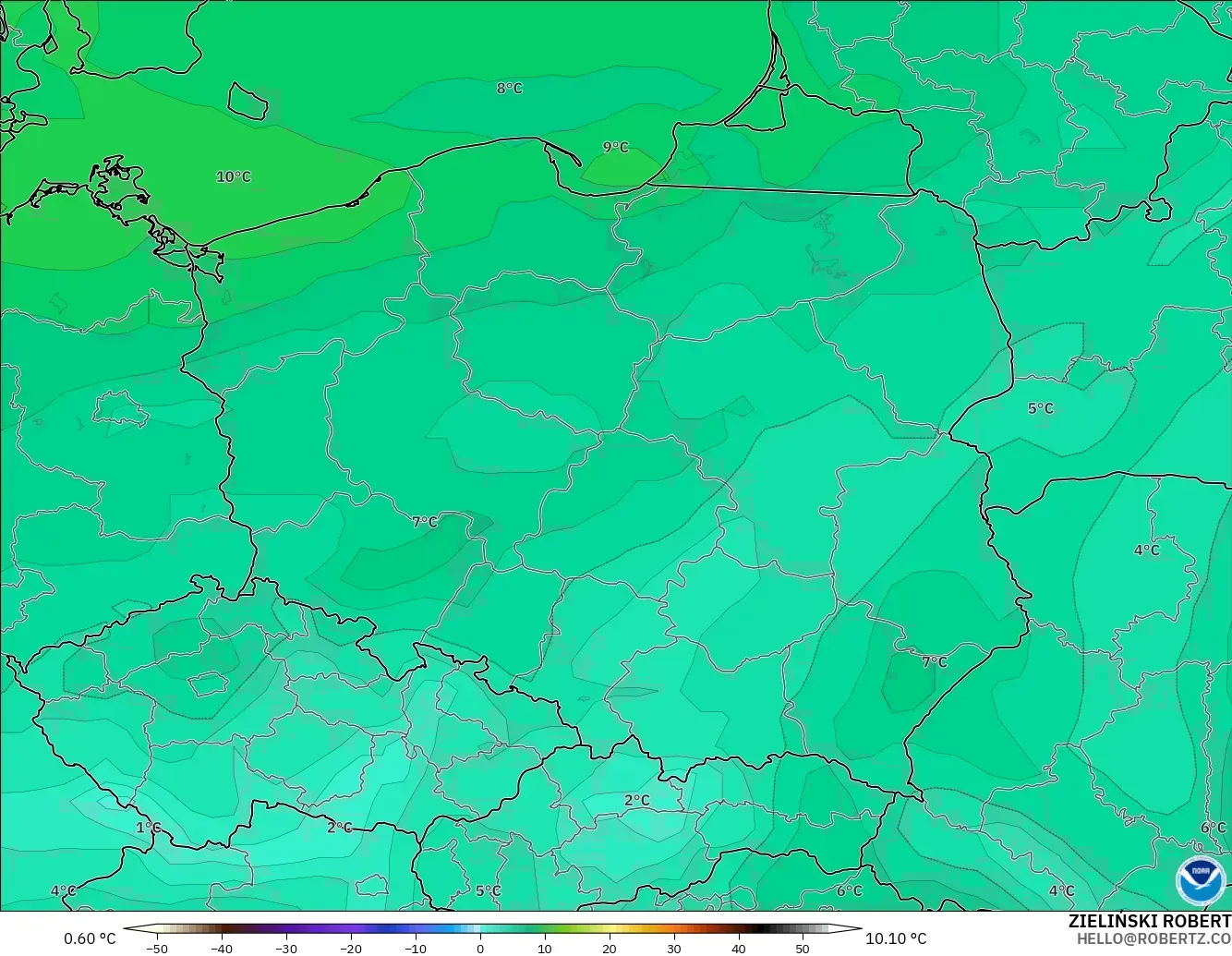 GFS model - Polonya, 2 m Çiy Noktası