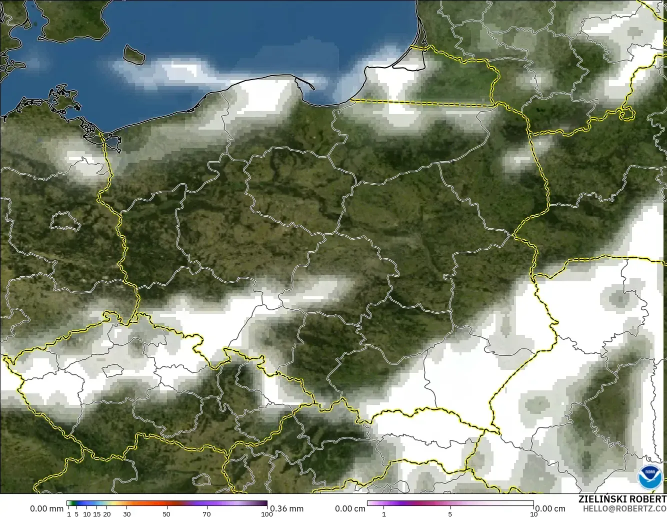 GFS model - Polonya, Yağış, Bulut ve Basınç