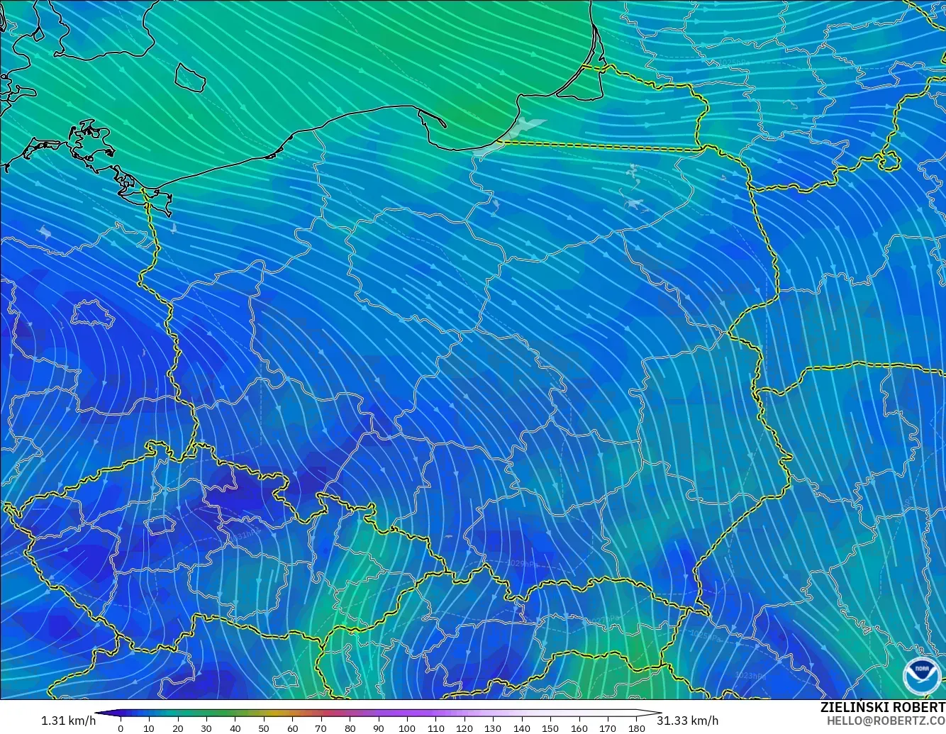 GFS model - Polonya, 10 m Rüzgâr
