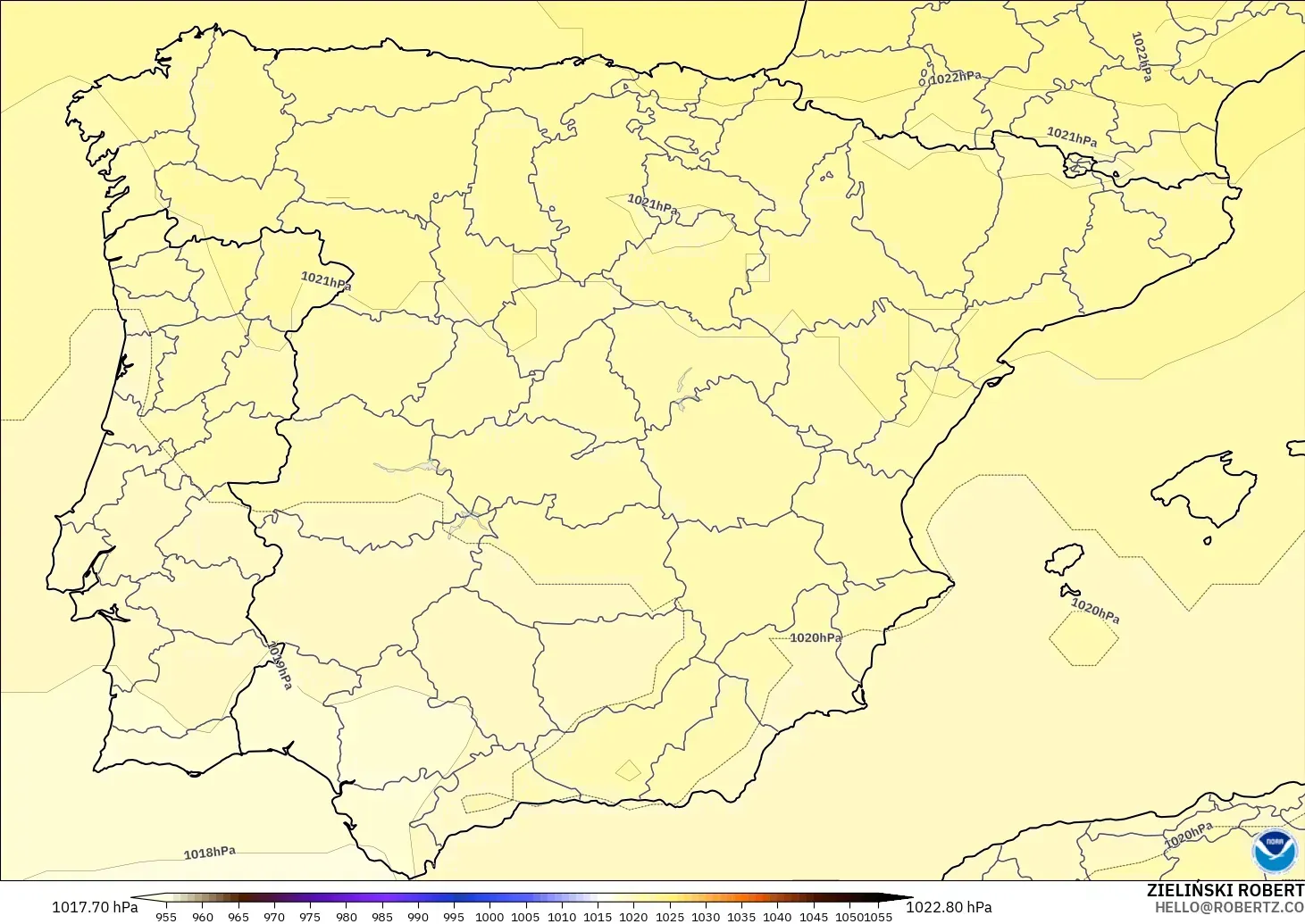GFS model - İspanya, Basınç