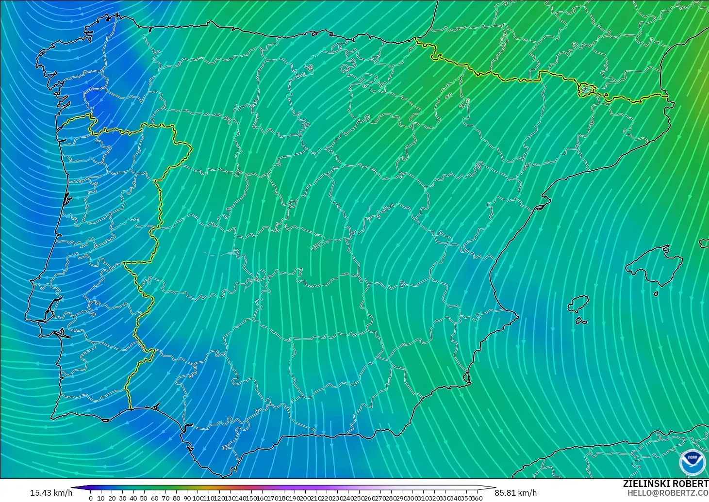 GFS model - İspanya, 300 hPa Rüzgârı (jet)
