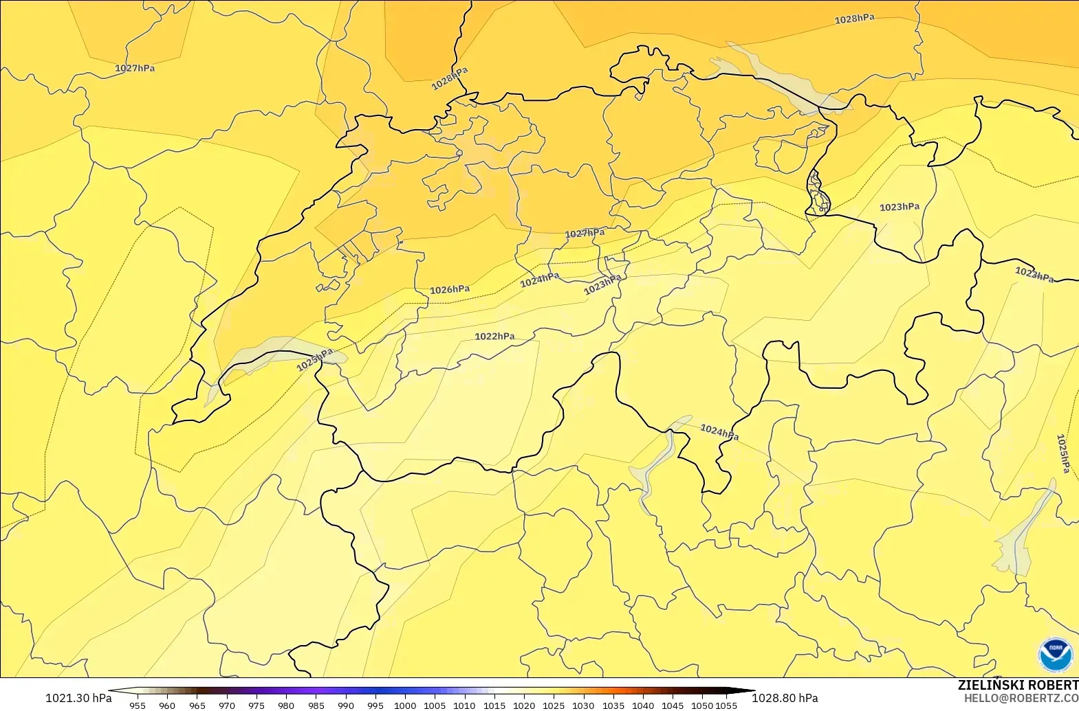 GFS model - İsviçre, Basınç