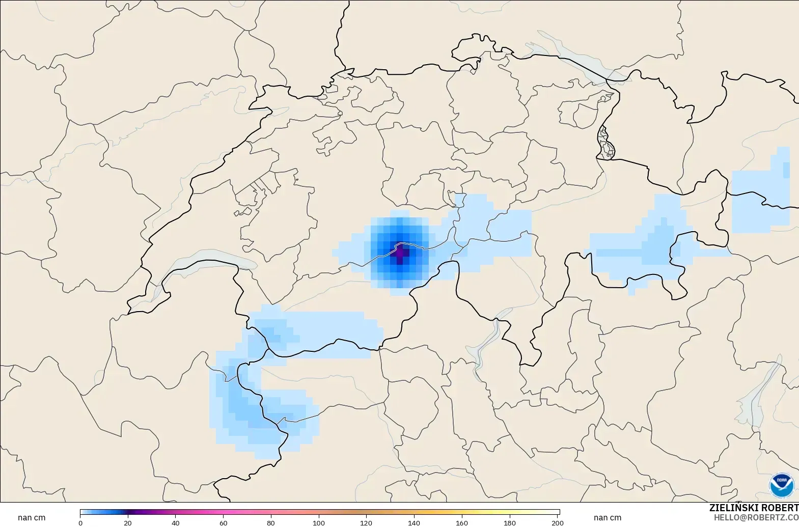 GFS model - İsviçre, Kar Kalınlığı