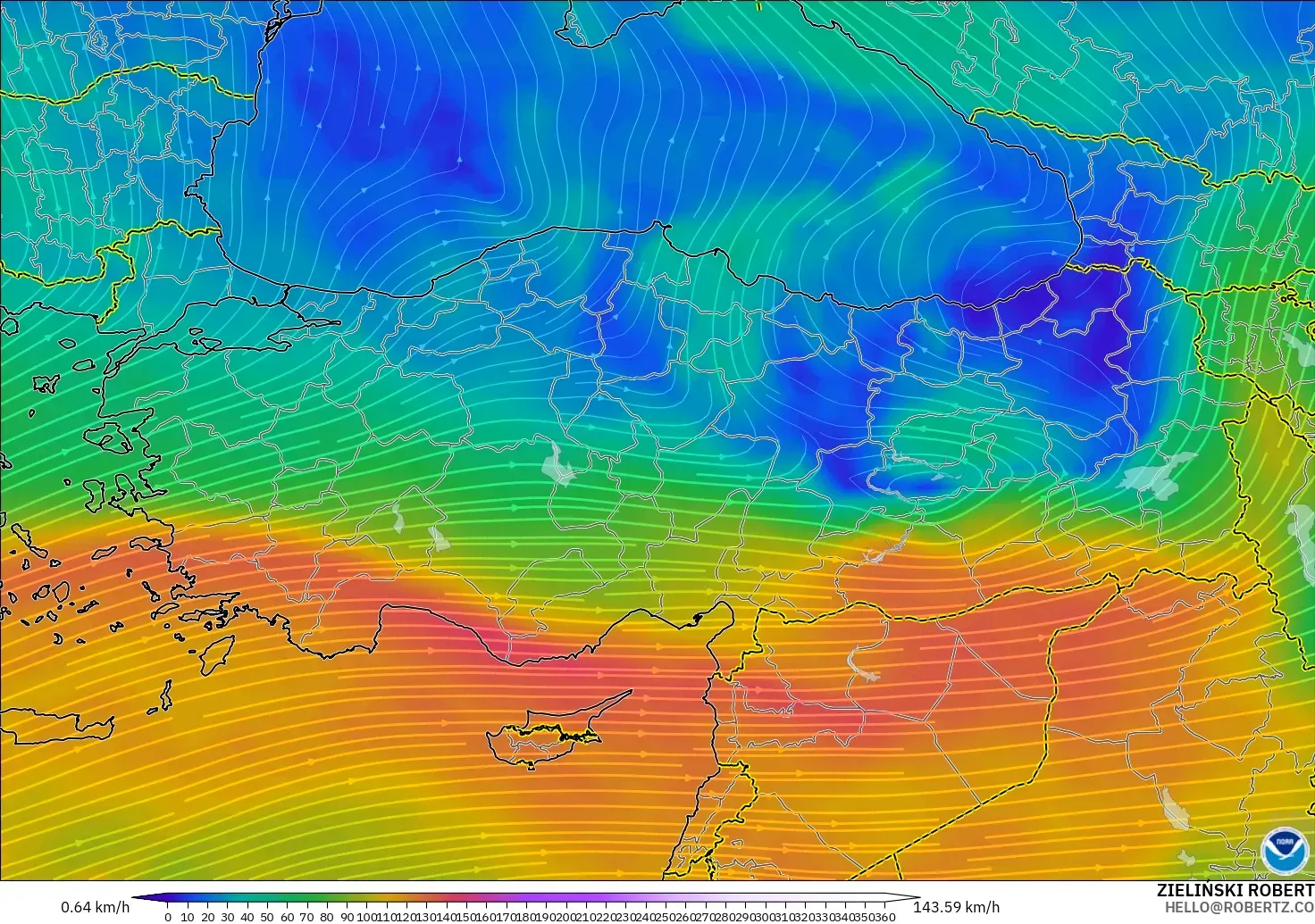 GFS model - Türkiye, 300 hPa Rüzgârı (jet)