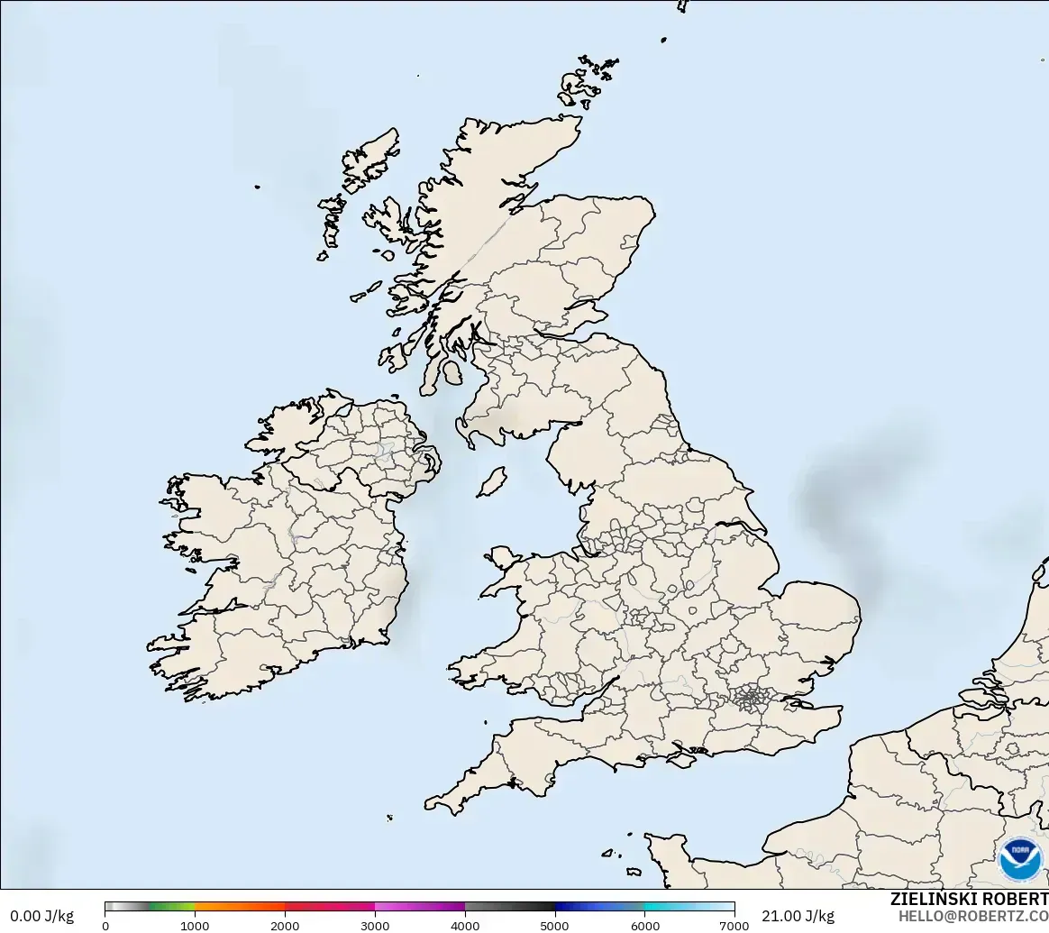 GFS model - Birleşik Krallık, CAPE