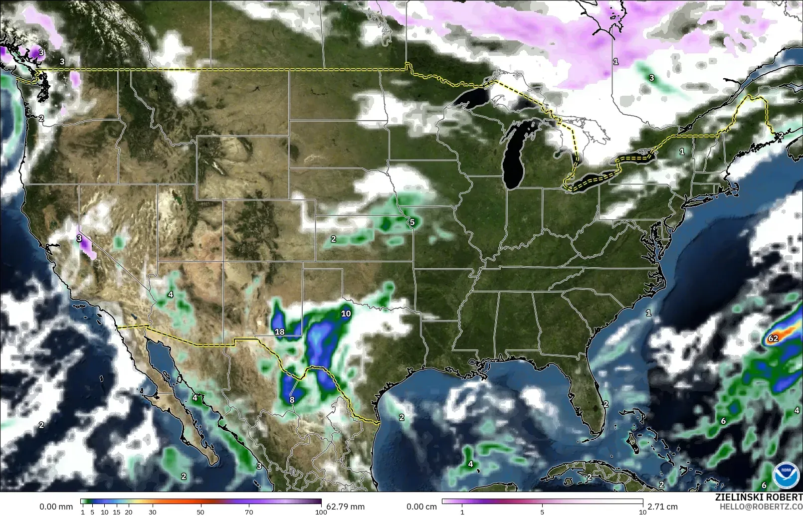 GFS model - Amerika Birleşik Devletleri, Yağış, Bulut ve Basınç
