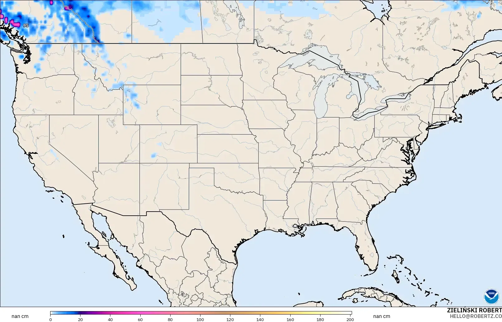 GFS model - Amerika Birleşik Devletleri, Kar Kalınlığı