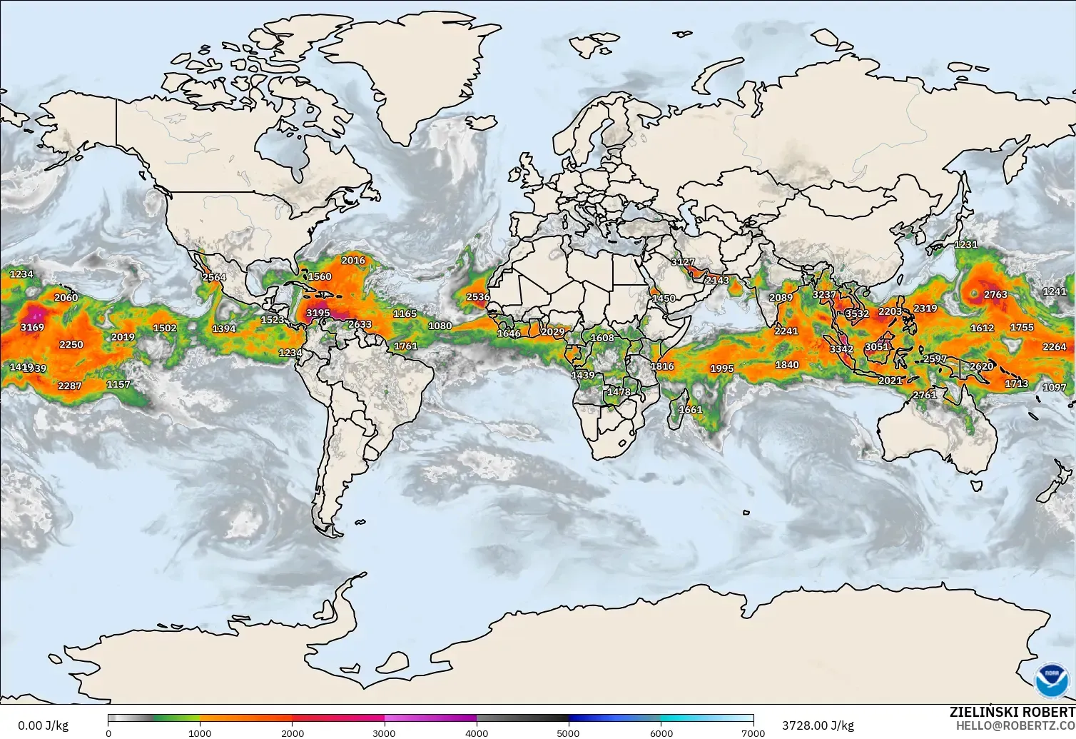 GFS model - Dünya, CAPE