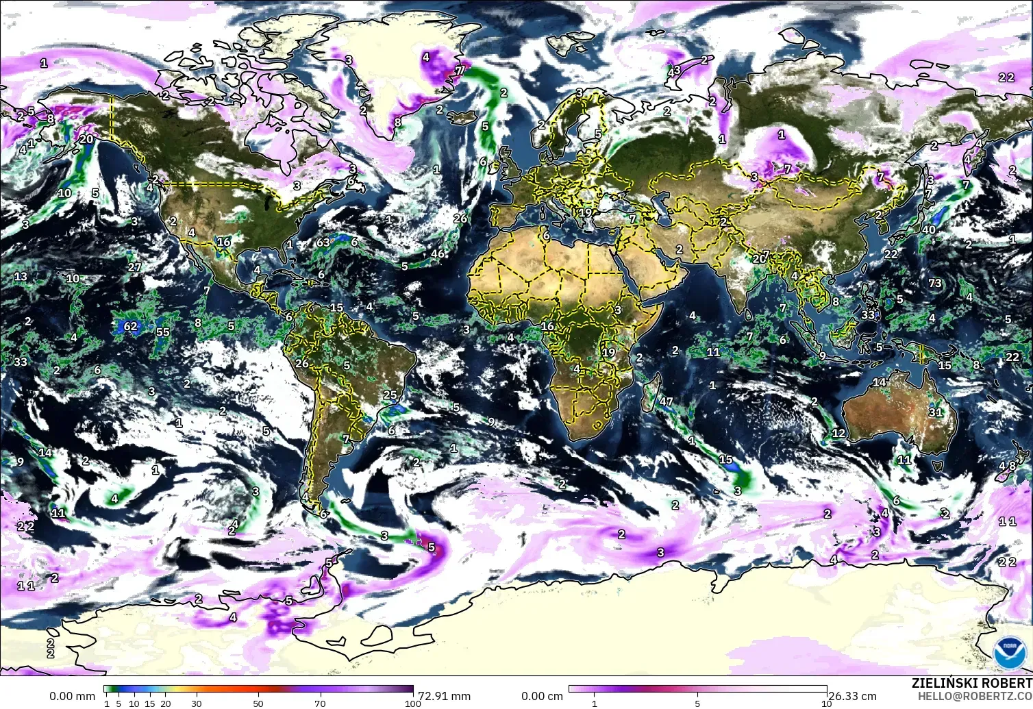 GFS model - Dünya, Yağış, Bulut ve Basınç