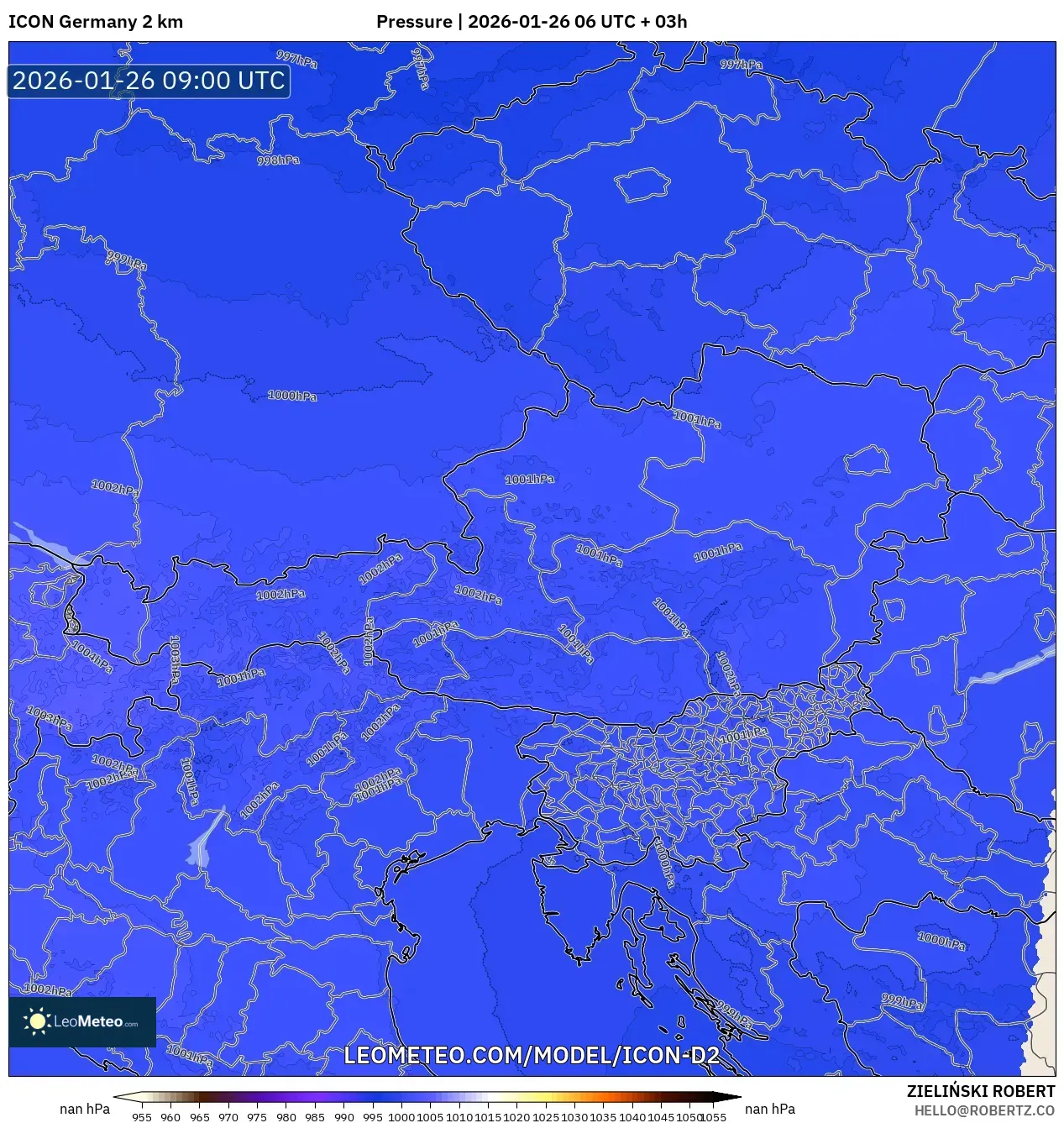 ICON Almanya 2 km model - Avusturya, Basınç