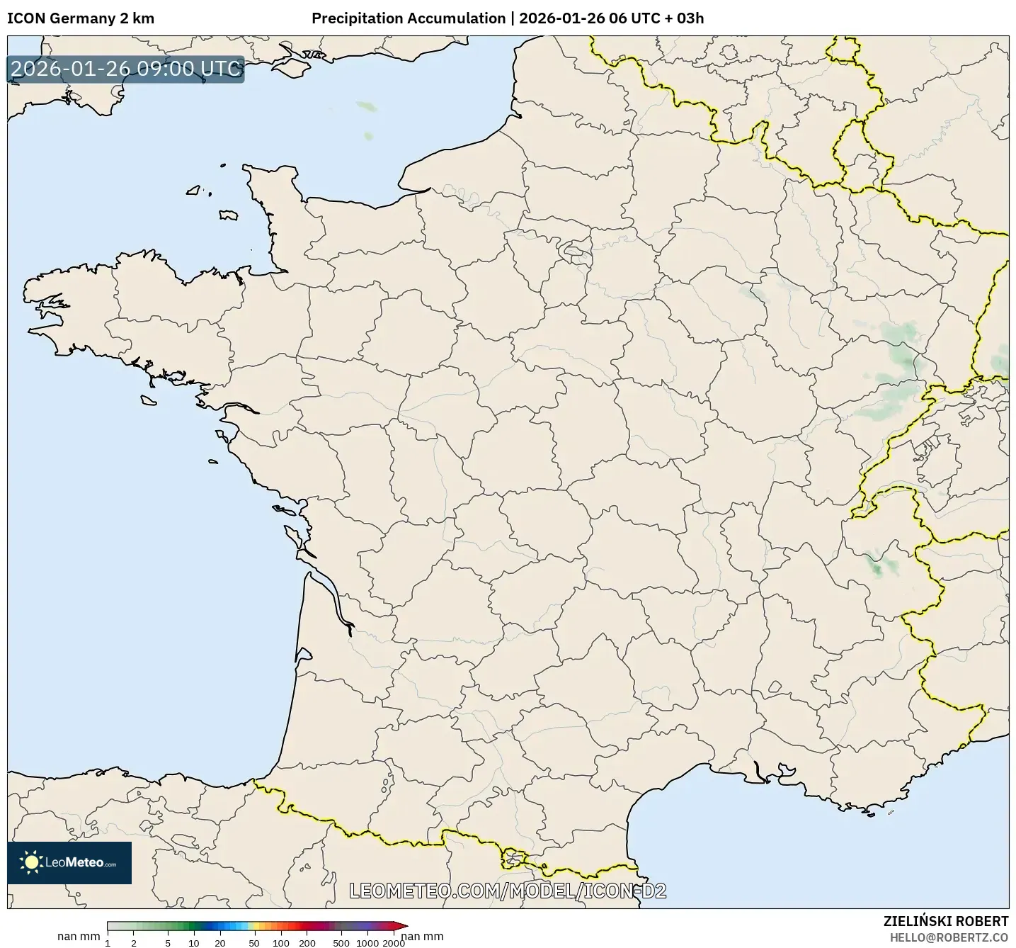 ICON Almanya 2 km model - Fransa, Yağış Birikimi