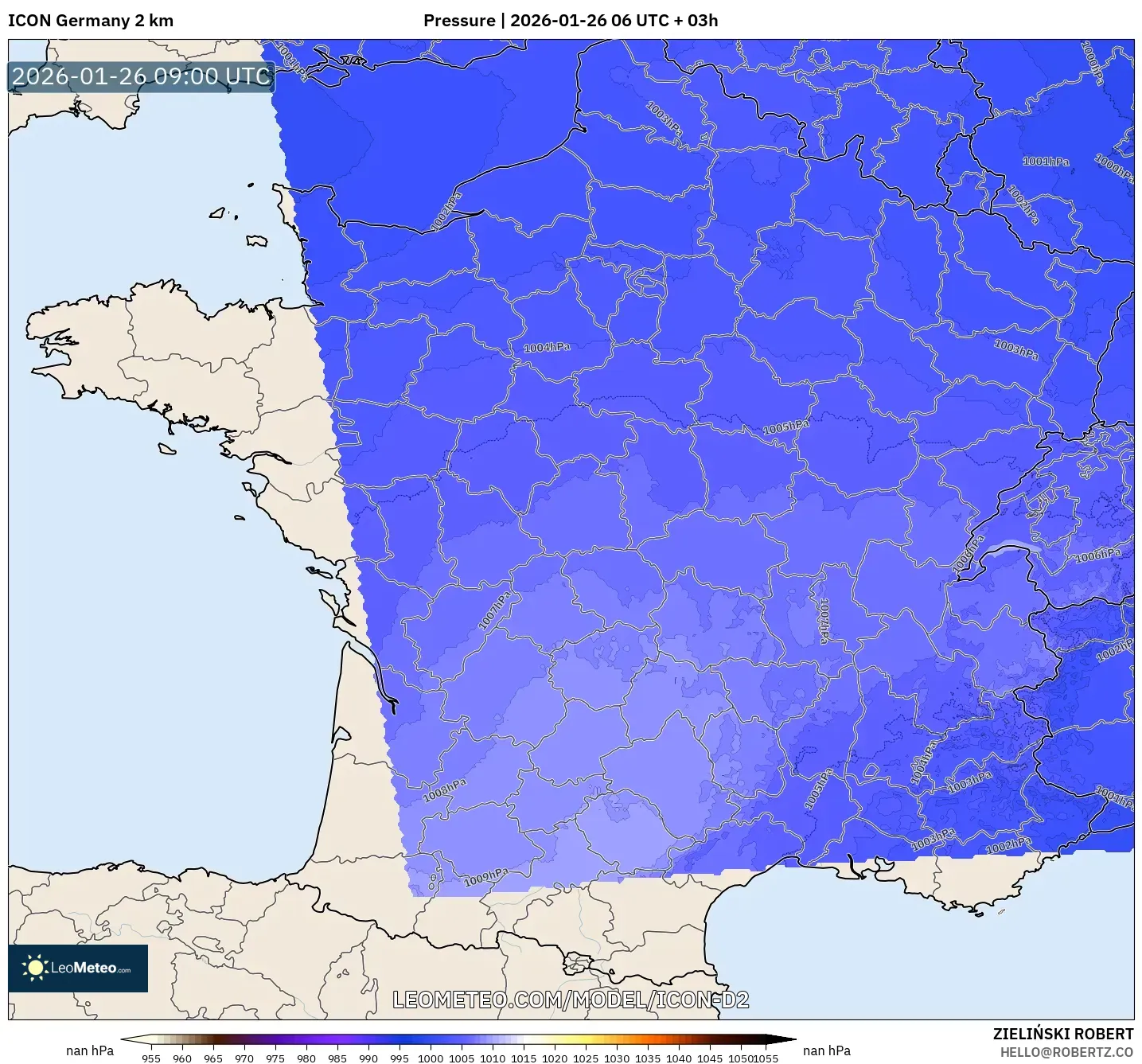 ICON Almanya 2 km model - Fransa, Basınç