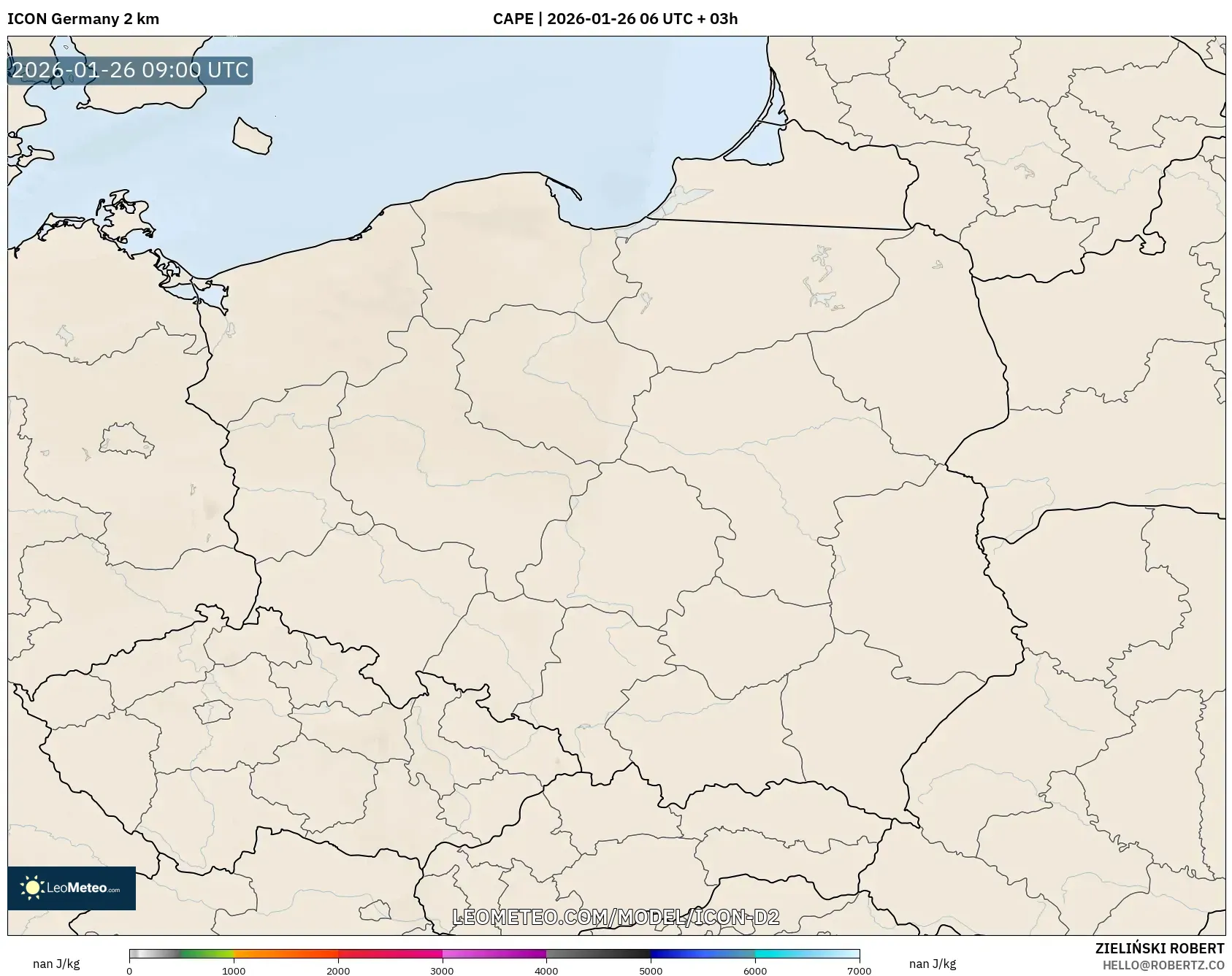 ICON Almanya 2 km model - Polonya, CAPE