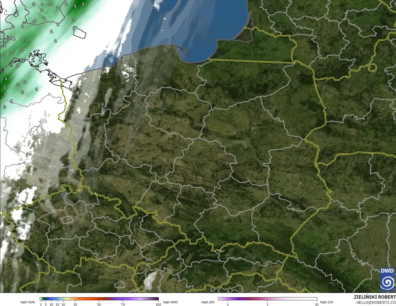 ICON Almanya 2 km model - Polonya, Yağış, Bulut ve Basınç
